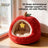 Plush semi enclosed cave style cat bed for cats and small dogs, view 2