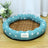 Round straw mat cooling pet nest with cat print, product image 14
