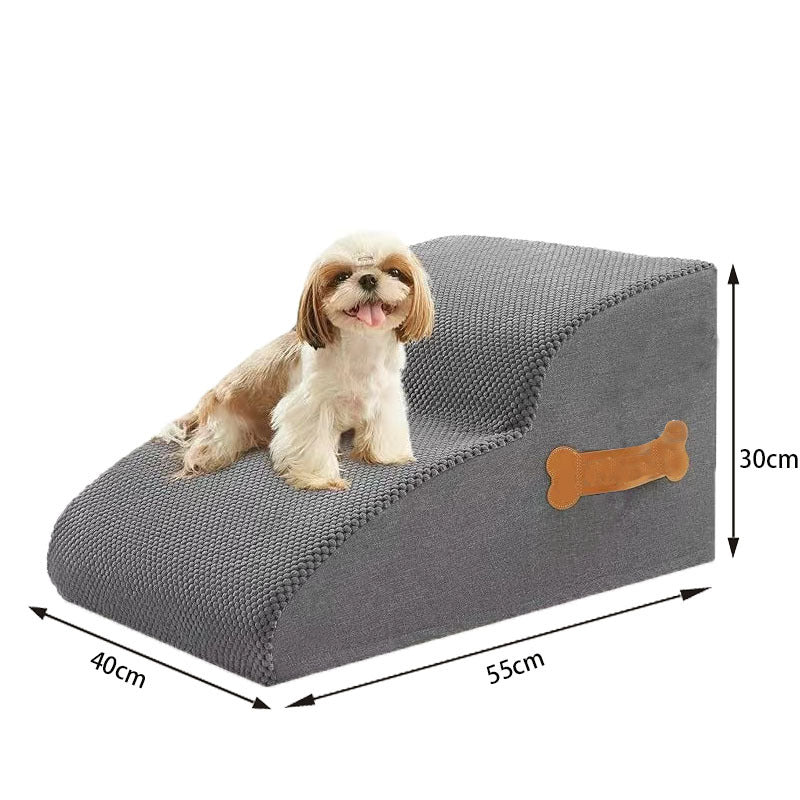 Gentle slope foam dog steps with grey cover, photo 6 of 11