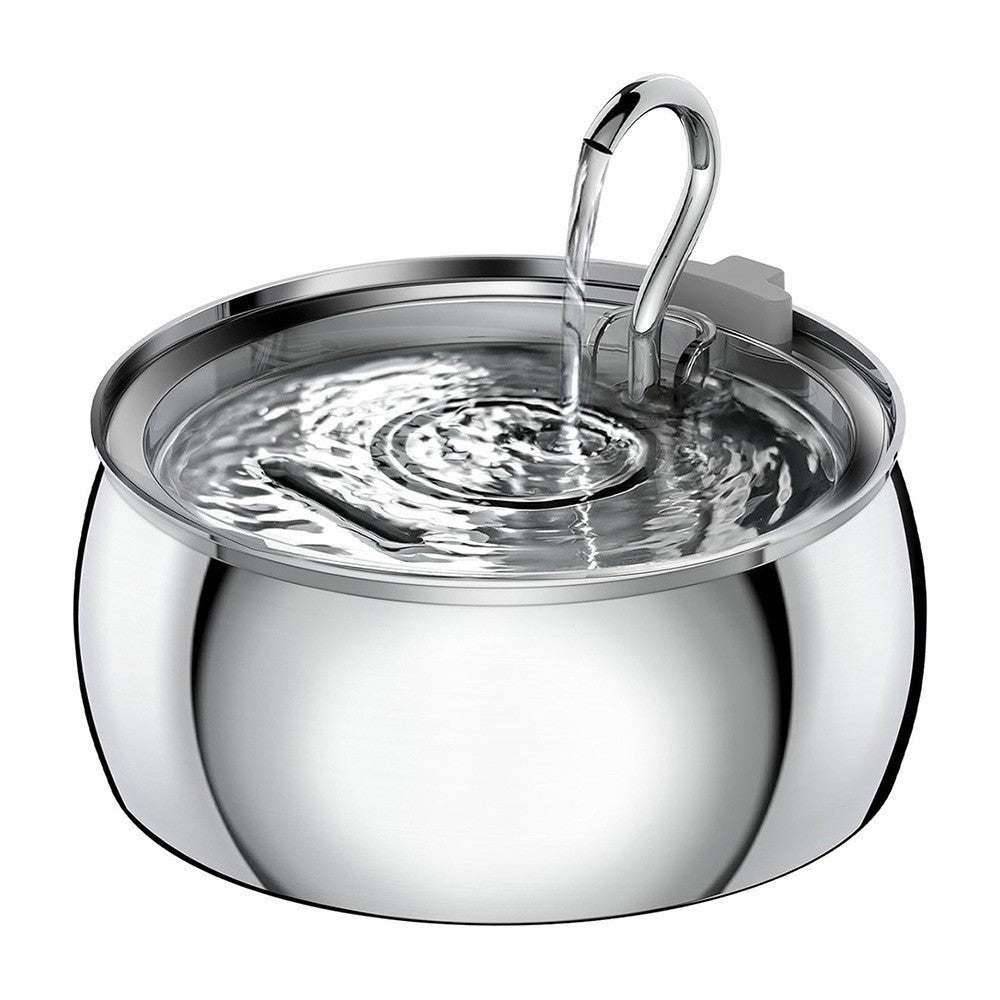 4L Stainless Steel Pet Water Fountain with Visible Window, Silent Pump and USB Power