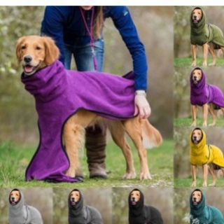 Dog wearing a soft lake blue polar fleece jumper