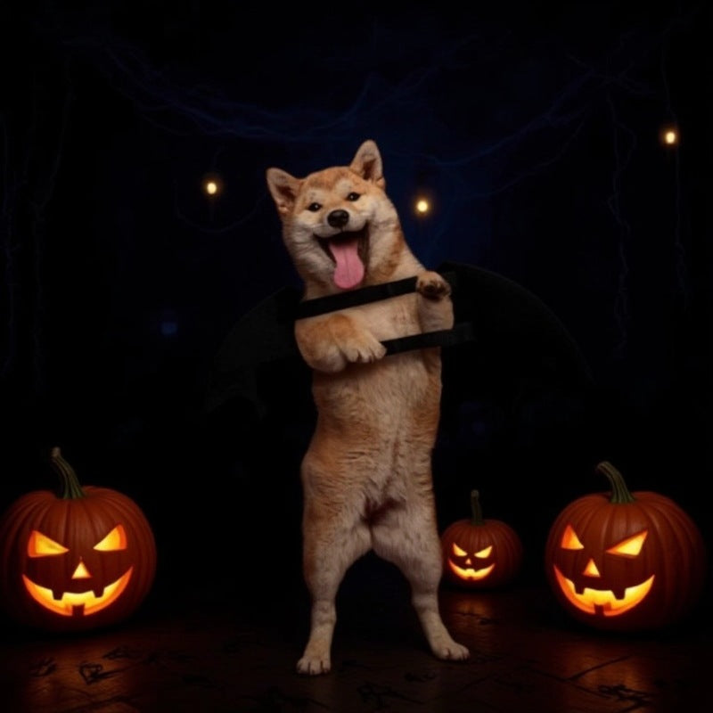 Glow in the dark bat wings costume for cats and dogs, in Black, image 2