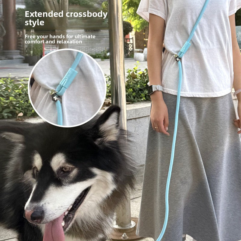 Adjustable crossbody rope dog lead in 8 colour options