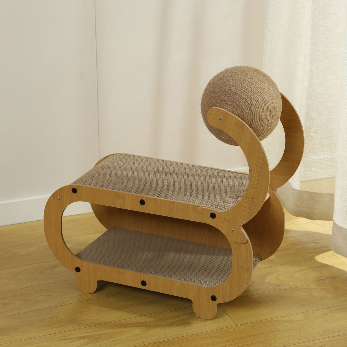 Corrugated cardboard cat scratcher rocking lounge with mat, photo 16 of 29
