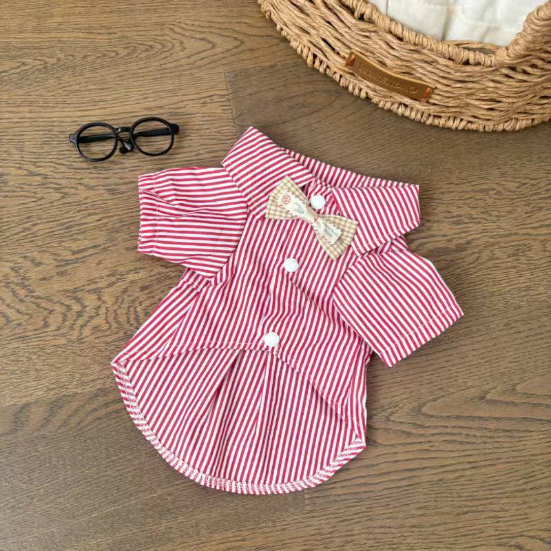 Striped polo collar dog shirt in summer polyester fabric, product image 16
