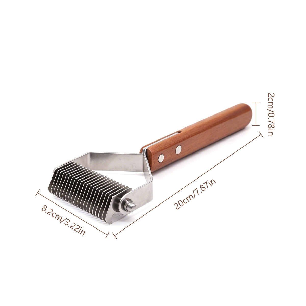 Wooden Handle Detangling Comb with Stainless Steel Pins for Pets