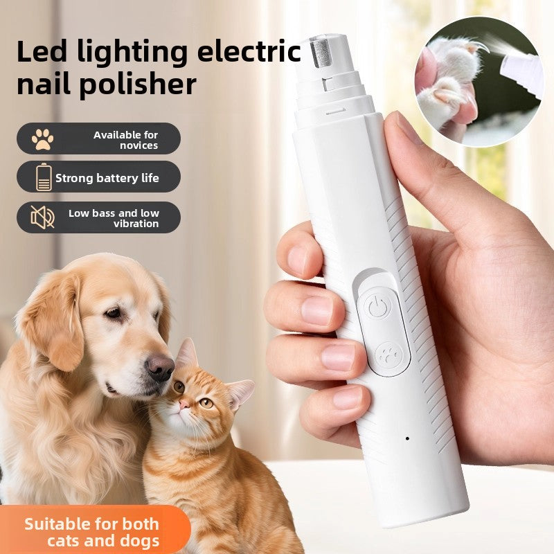 Quiet USB Pet Claw Polisher with LED Light for Dogs and Cats