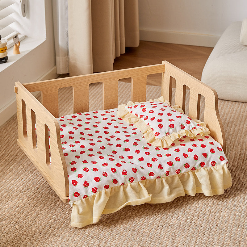 Removable washable pet bed with cute print, product gallery photo