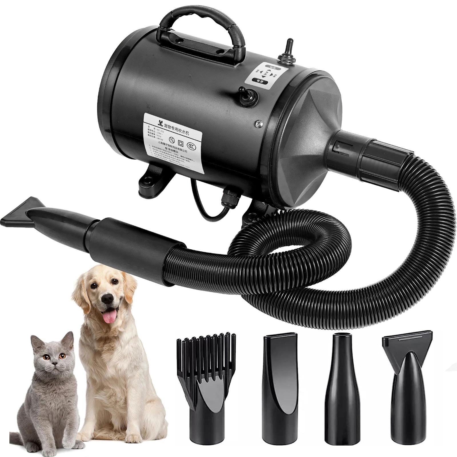 2000W Pet Hair Dryer for Medium to Large Dogs, Quiet Two-Speed