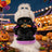 Cat wearing a pumpkin ghost Halloween costume with plaid detail