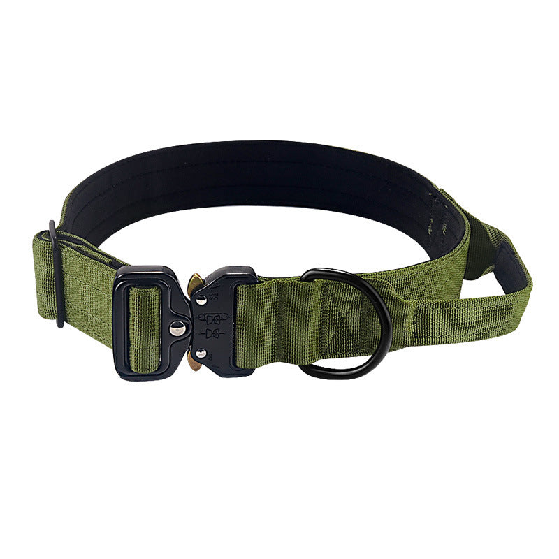 Wide tactical dog collar with cobra buckle in Black, side view