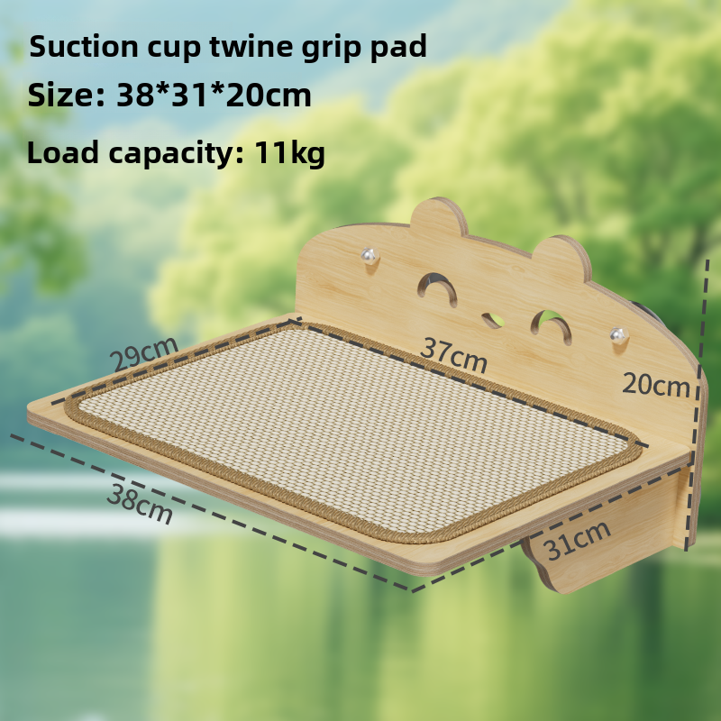 Suction cup window cat bed with clear capsule in Window Platform with Sisal Mat