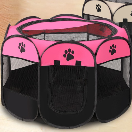 Foldable octagonal Oxford fabric pet playpen tent with mesh windows, product image 26