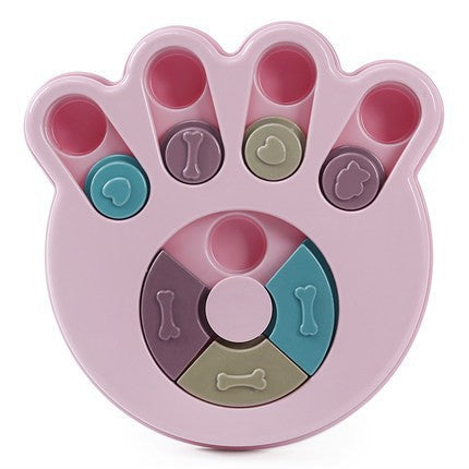 Dog puzzle slow feeder bowl in Paw, Pink
