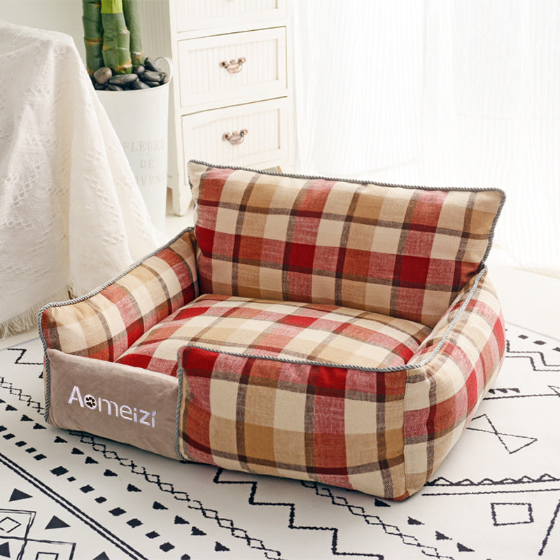 Check pattern pet nest bed with removable washable cover, photo 40 of 77