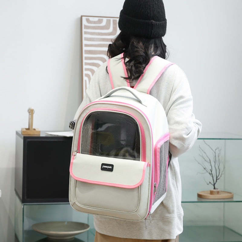Grey Oxford cloth pet carrier backpack for small dogs, photo 4
