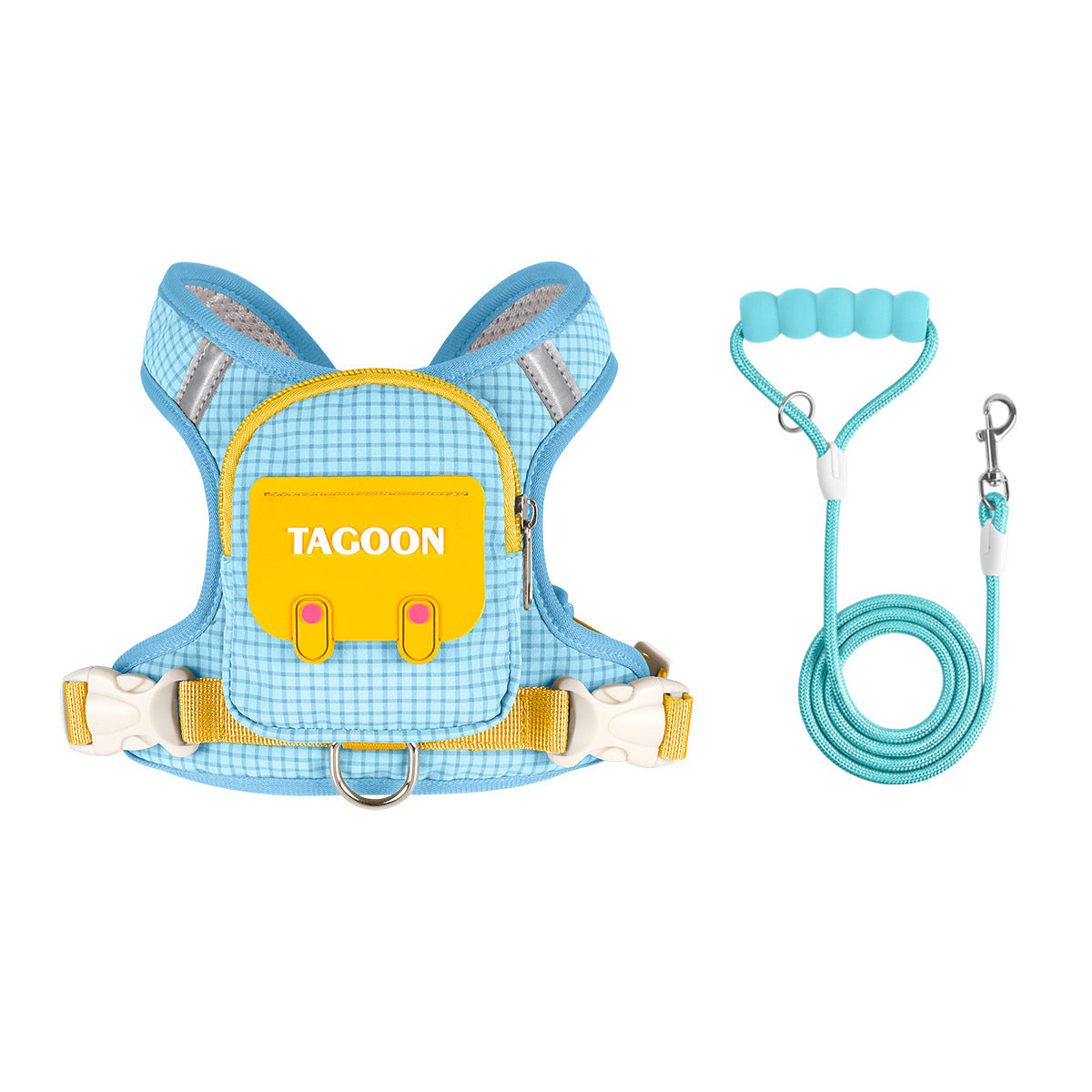Breathable dog harness with built-in waste bag pouch, product image 23