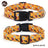 Halloween fabric dog collar with pumpkin print in Purple Pumpkin, in a home setting