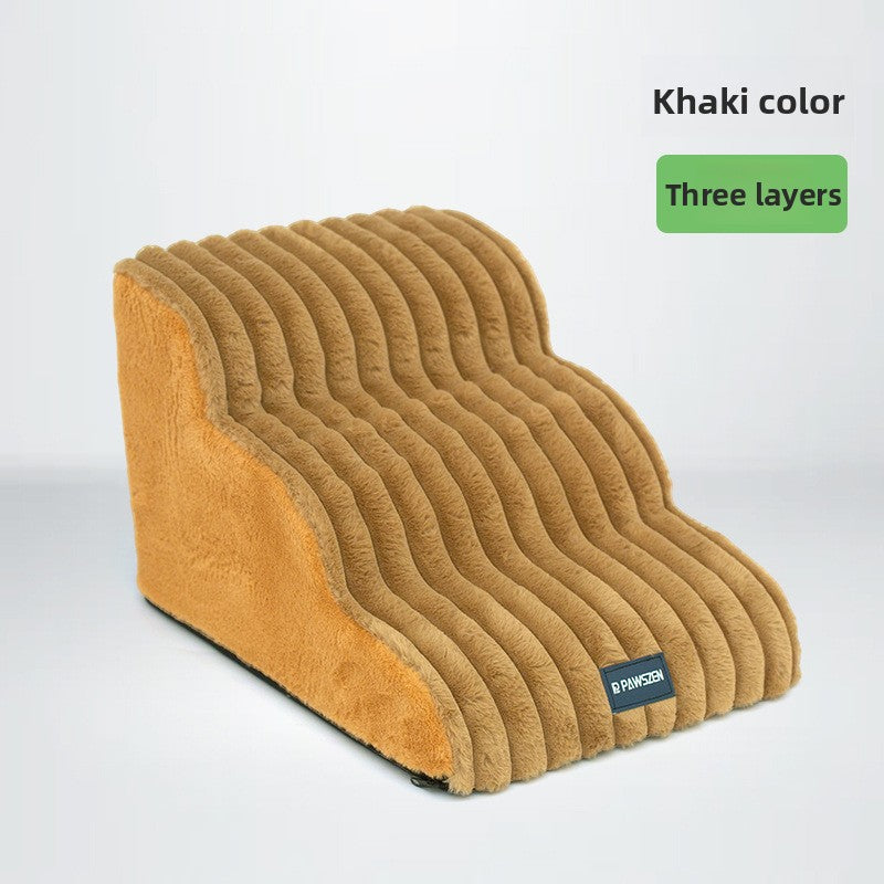 Washable suede foam pet stairs, full product photo