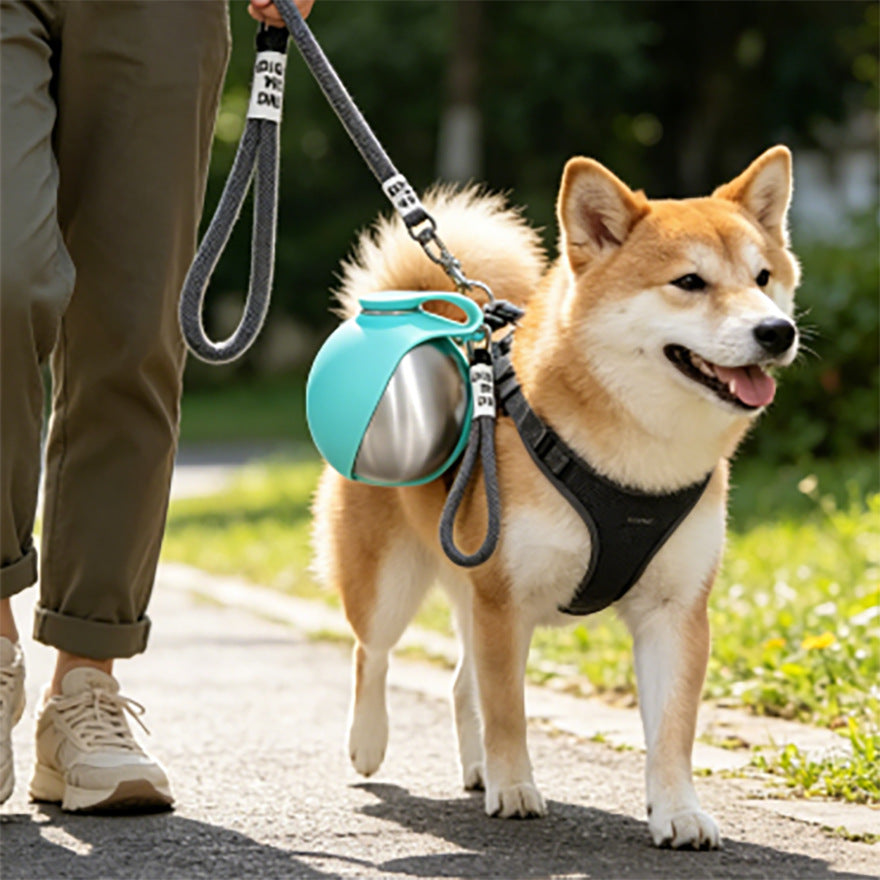 Round stainless steel pet water bottle
