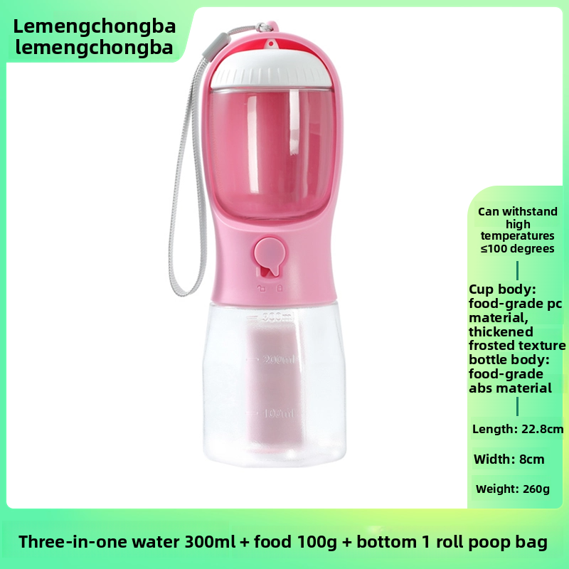 2-in-1 Portable Pet Water Bottle and Food Container for Walks, Leak-Proof Design