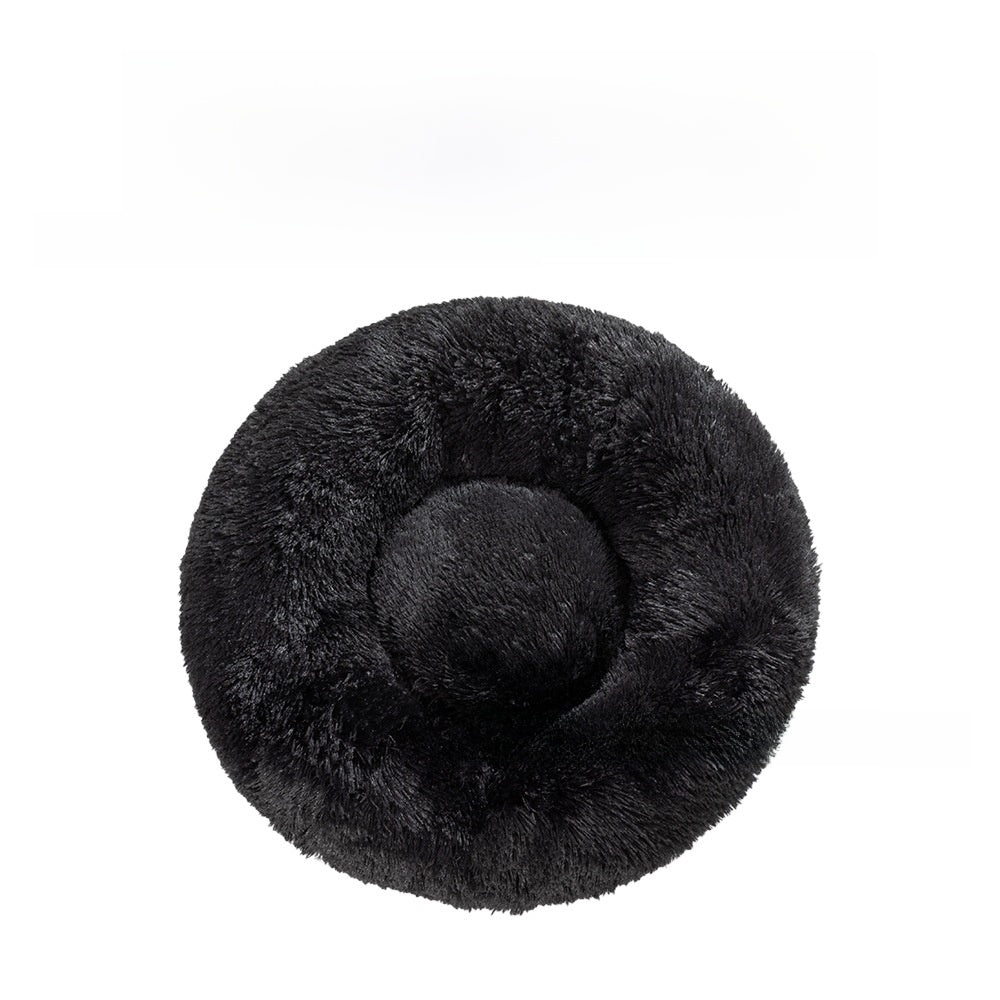 Non slip round long plush donut dog bed, view 22