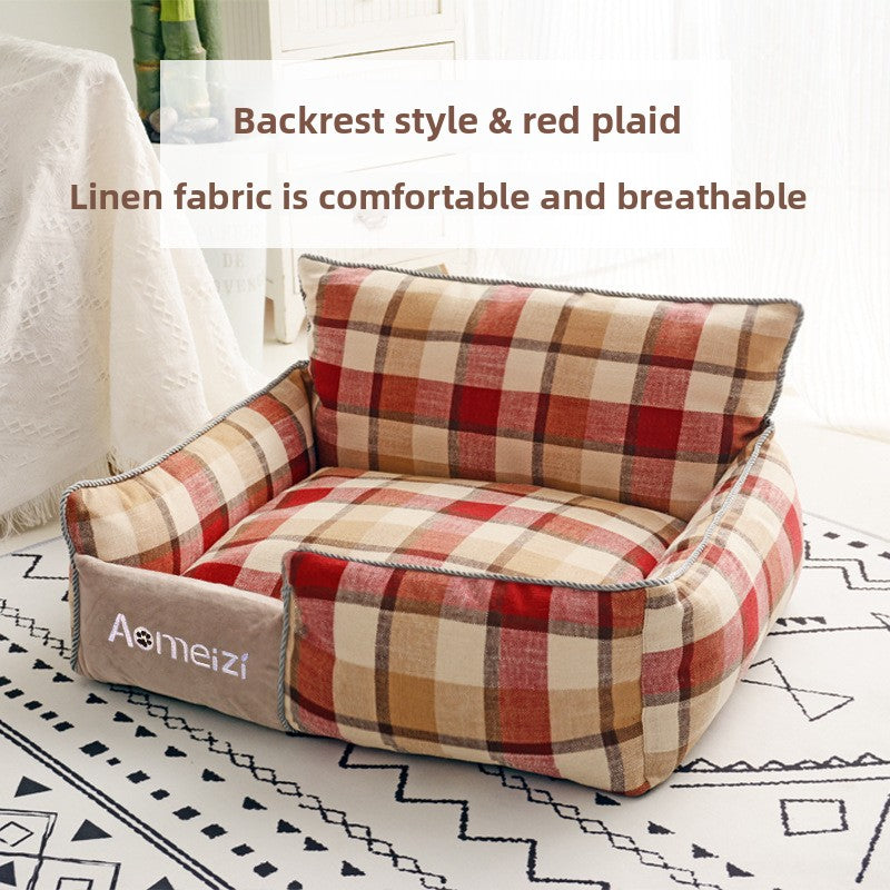 Houndstooth pet bed for small dogs and cats, product detail photo