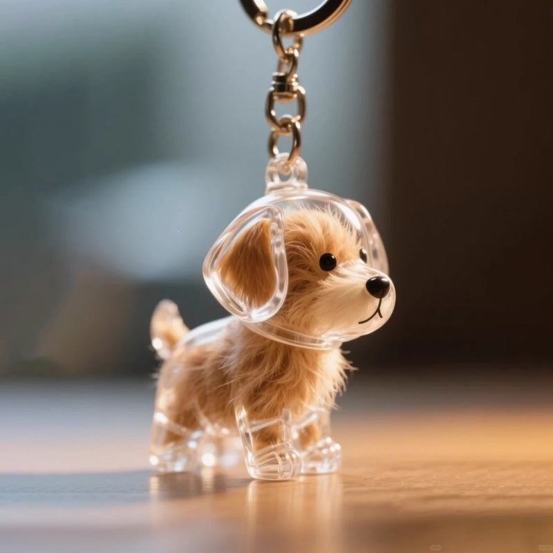 Transparent Animal Hair Memorial Keychain Pendant