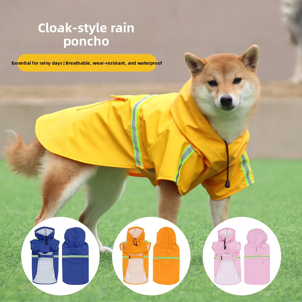 Waterproof hooded dog rain jacket with reflective trim, available in 4 colours, image 1