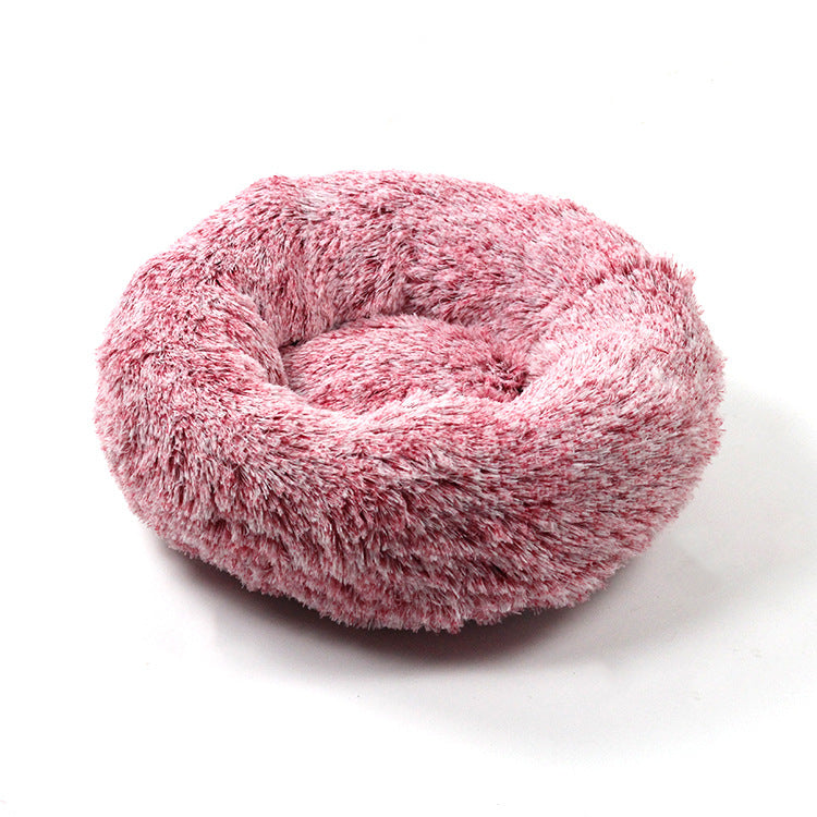Round velvet cat bed mat for winter in Gradient Pink, size 60cm