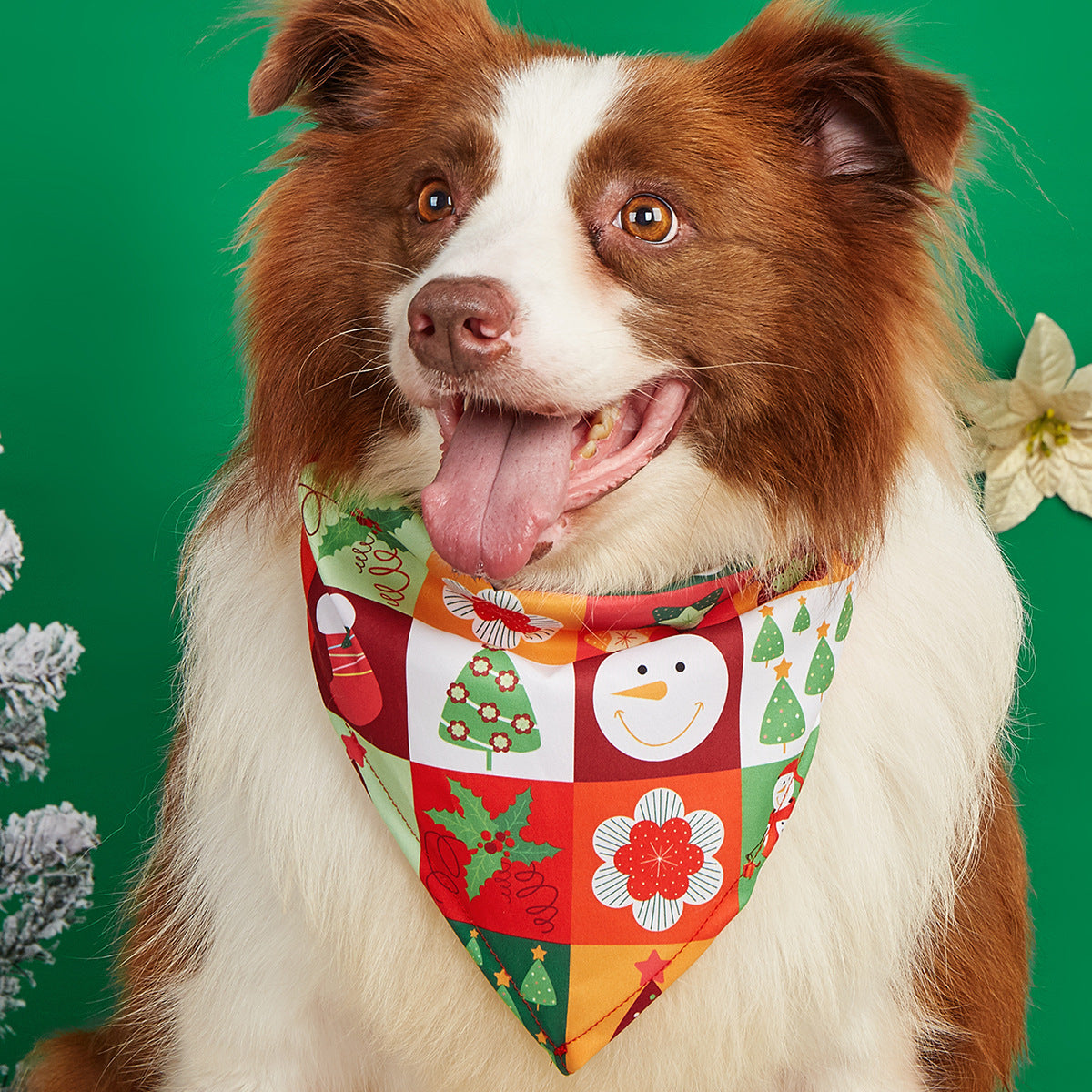 Cartoon print pet bandana for dogs and cats in Design 11, side view
