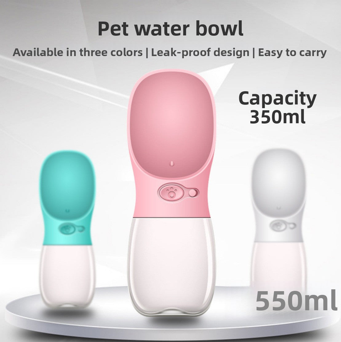 Portable Pet Water Bottle with Carrying Rope, 350ml or 550ml Leakproof Walking Bottle