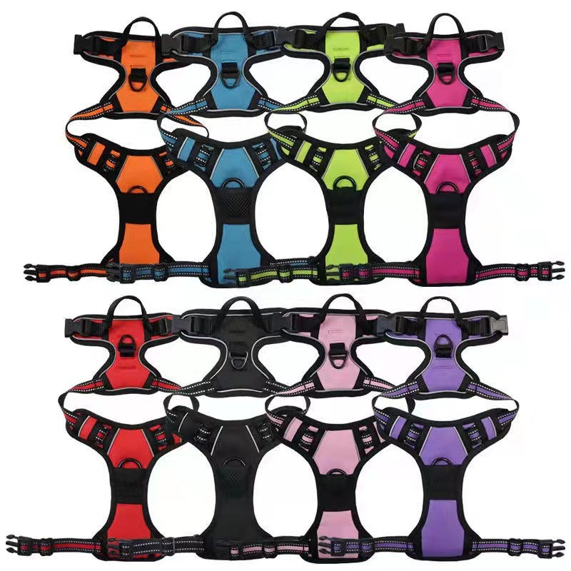 Reflective burst proof dog harness in orange with matching lead