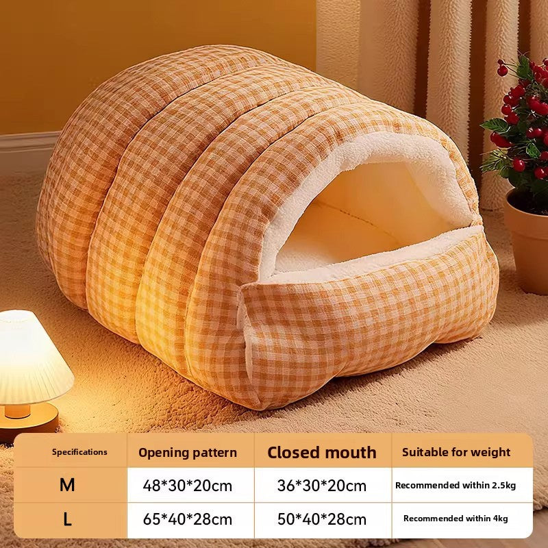 Warm enclosed pet nest and sleeping bag bed, photo 10 of 17