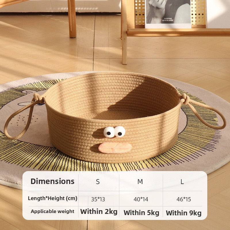 Handwoven rattan and cotton rope cat nest bed, product image 21