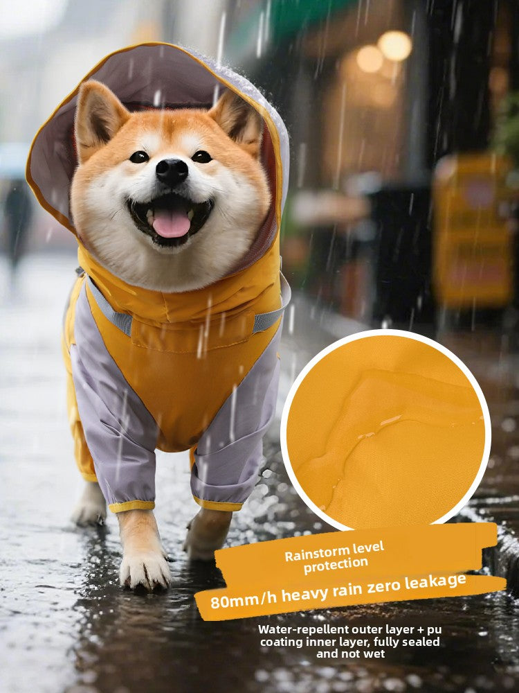 Four leg waterproof dog raincoat, available in 4 colours, sizes Small to 3XL, image 2