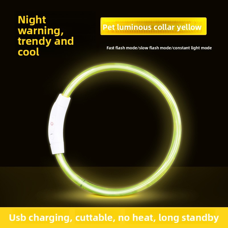 Rechargeable glowing LED dog collar for night walks, view 35