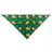 Christmas cartoon triangle scarf for cats and dogs in Green, showing size and shape