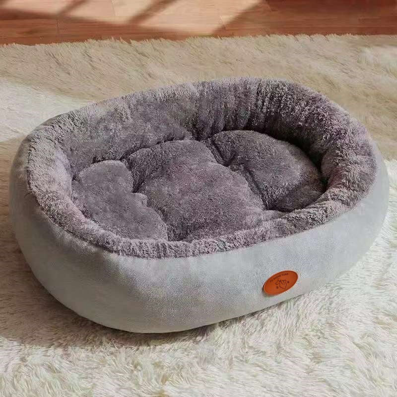 Oval pet nest bed for cats and dogs, detail and texture view
