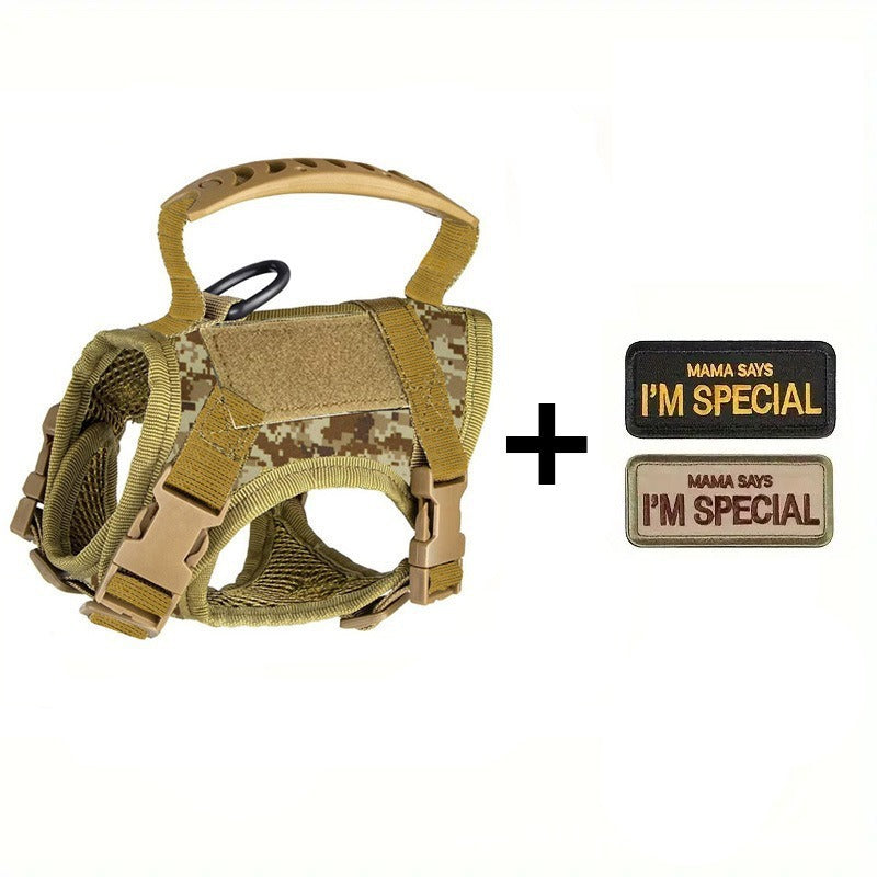 Tactical nylon vest harness for cats and small dogs in khaki