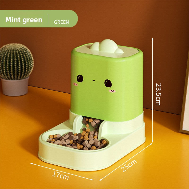 Cat Gravity Feeder with Sliding Cat-Ear Lid, Cylinder and Dual Compartment Styles