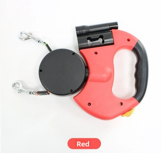 Dual retractable lead for two dogs, ideal for walking two dogs