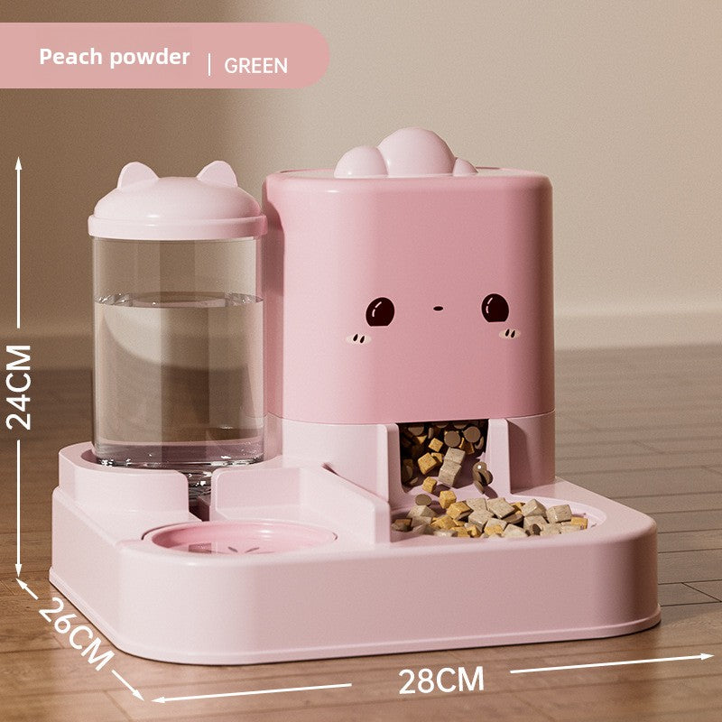 Cat Gravity Feeder with Sliding Cat-Ear Lid, Cylinder and Dual Compartment Styles