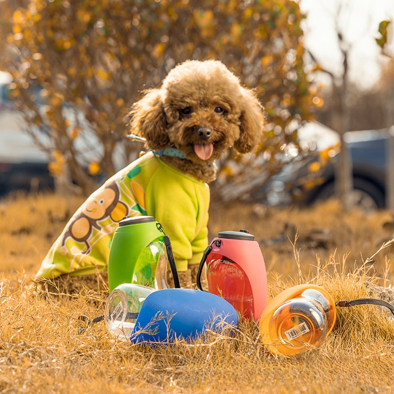 Sky blue portable pet water bottle cup for walks, view 3