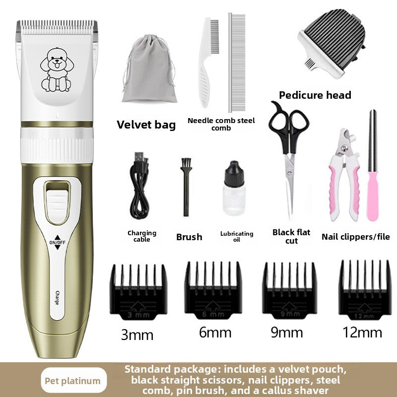 Cordless Pet Hair Clipper Kit with Thick Steel Blade and Comb