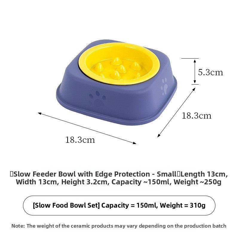 Ceramic Slow Feeder Pet Bowl with Removable Yogurt Box and Non-Slip Base in Seven Colours