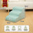 Khaki four-step pet stairs beside a high bed