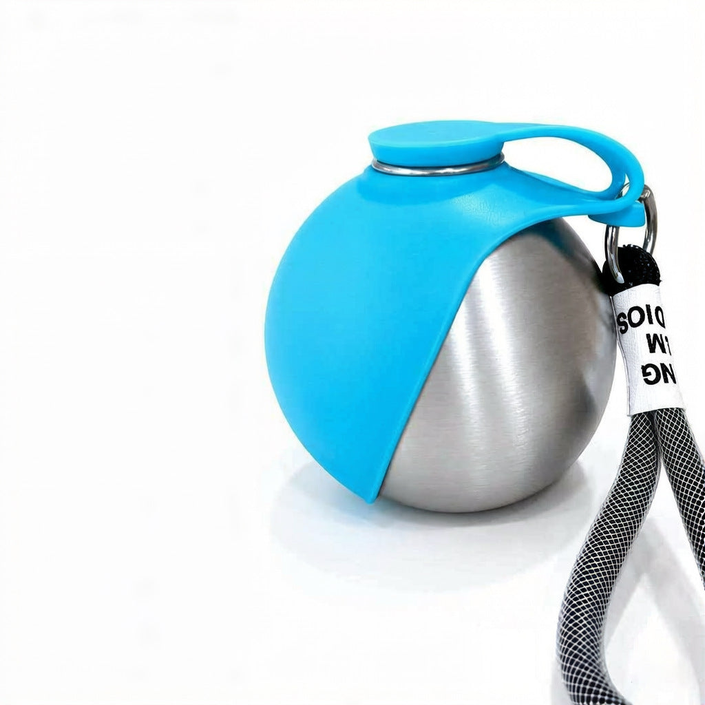 Round stainless steel pet water bottle
