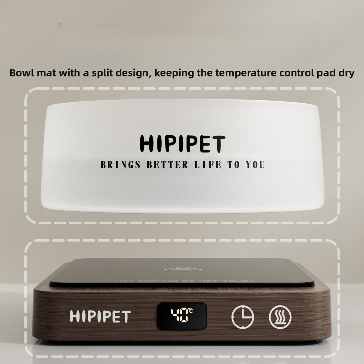 Heated pet water bowl with wooden base, photo 3 of 5