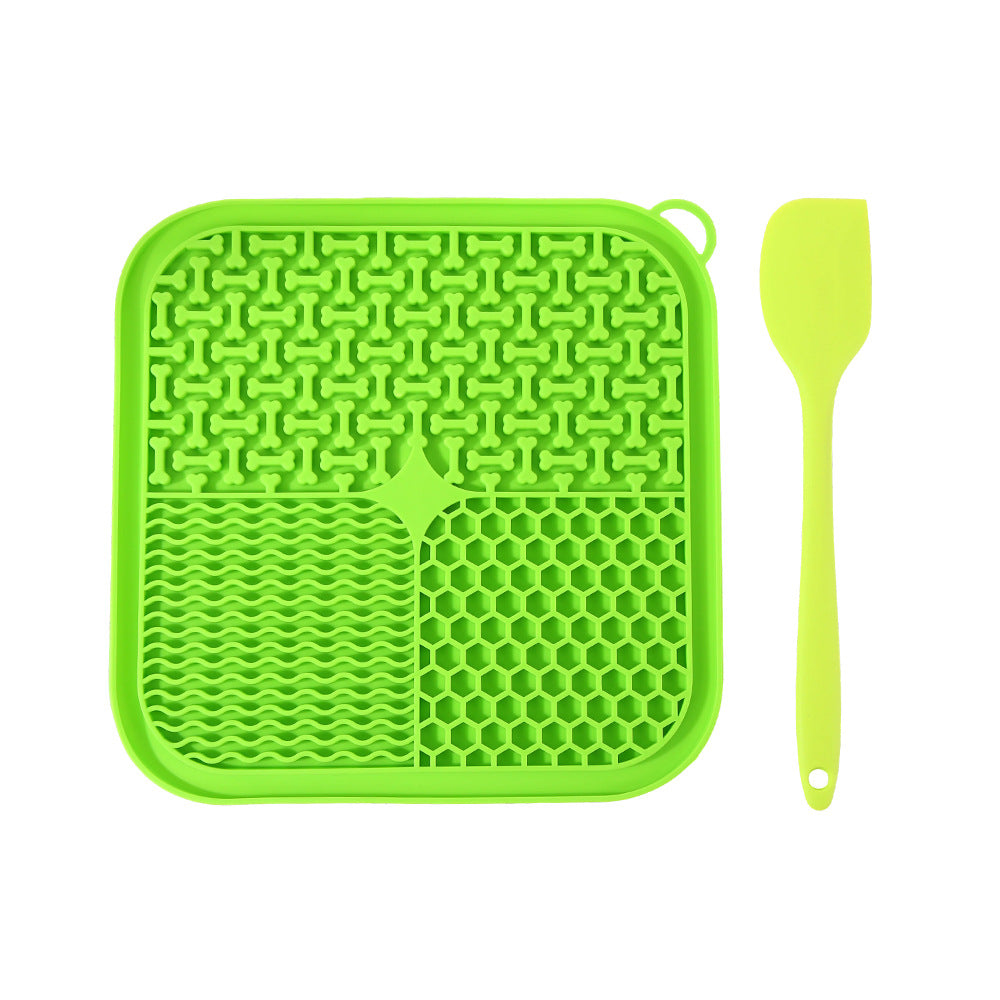 Silicone Slow Feeder Lick Mat with Suction Base and Scraper for Cats and Dogs